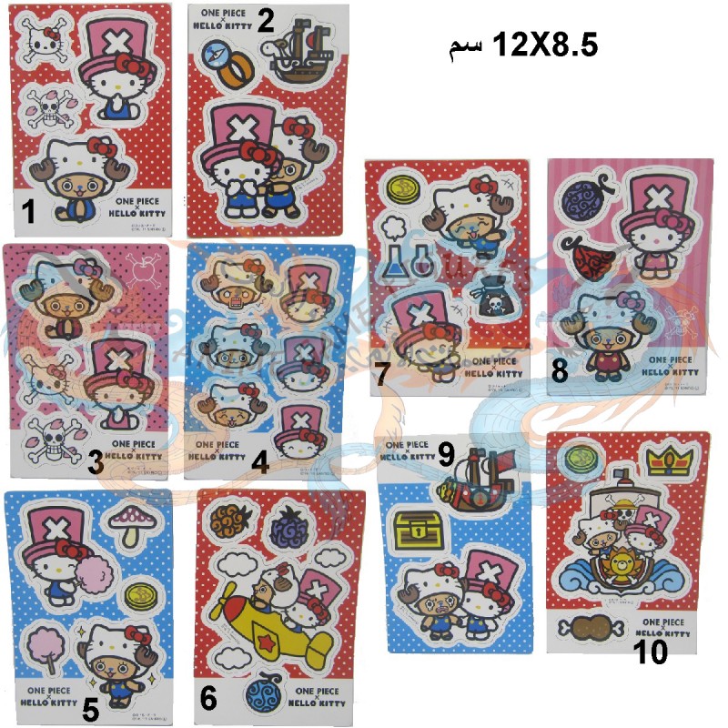 لصقات مغناطيس تزيين ثلاجة شوبر وهيلو كيتي ون بيس